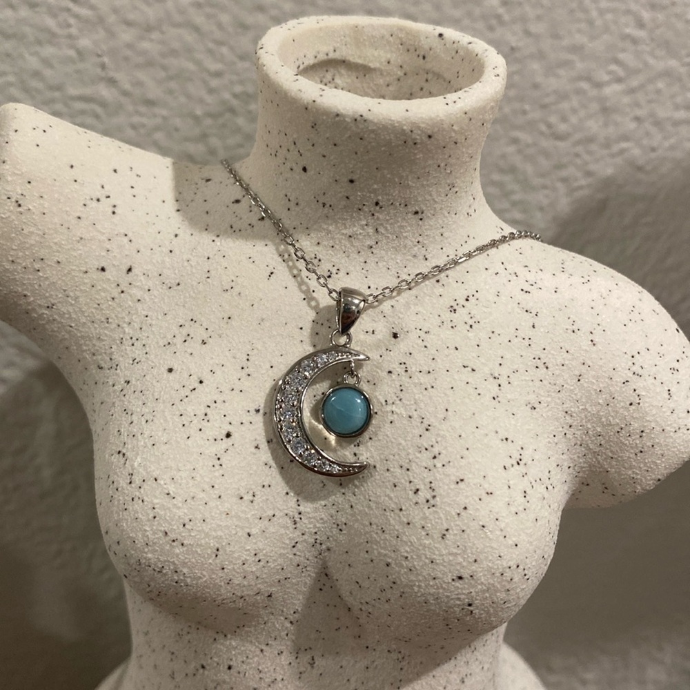 Larimar sterling silver w/ CZ necklace